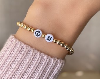 Phi Mu Bracelet, Custom Sorority Big Little Gifts, Personalized Greek Sorority Letter Bracelet