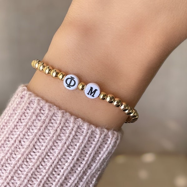 Phi Mu Bracelet, Custom Sorority Big Little Gifts, Personalized Greek Sorority Letter Bracelet