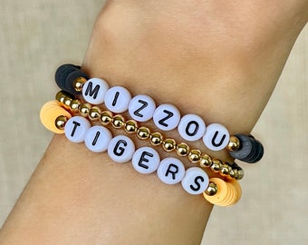 Mizzou Bracelets, University of Missouri Graduation Gift, Missouri Tigers Jewelry, College Game Day Jewelry