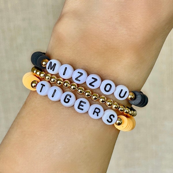 Mizzou Bracelets, University of Missouri Graduation Gift, Missouri Tigers Jewelry, College Game Day Jewelry