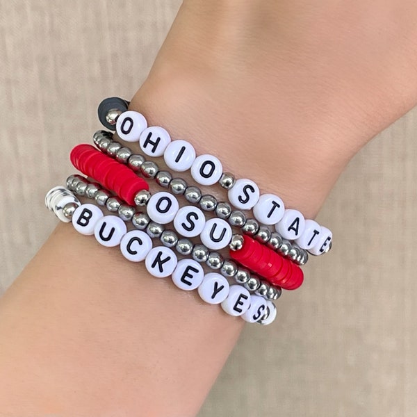 Ohio State Bracelets, OSU Buckeye Jewelry, Ohio State Graduation Gift, OSU Gifts for Women, Ohio State Buckeyes Jewelry