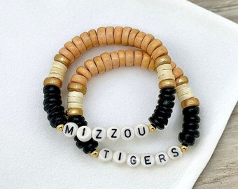 Mizzou Tigers Bracelet Set, University of Missouri Graduation Gift, Mizzou Gameday Jewelry