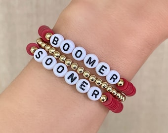 Oklahoma Sooners Bracelet, University Graduation Gifts, Custom College Name Jewelry
