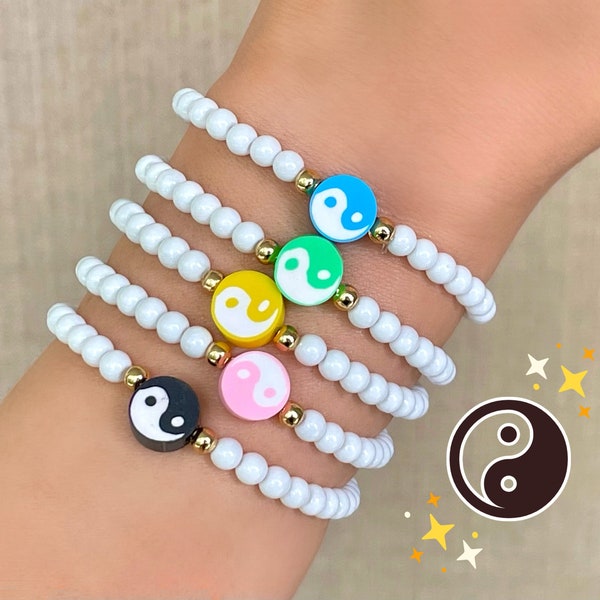 Yin Yang Bead Bracelet - Colorful Bracelets for Kids - Ying Yang Jewelry - Gen Z Bracelet - Party Favor Gifts