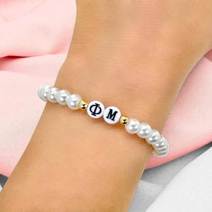 Phi Mu Sorority Bracelet, Custom Sorority Sister Big Little Gifts, Personalized Greek Letter Jewelry