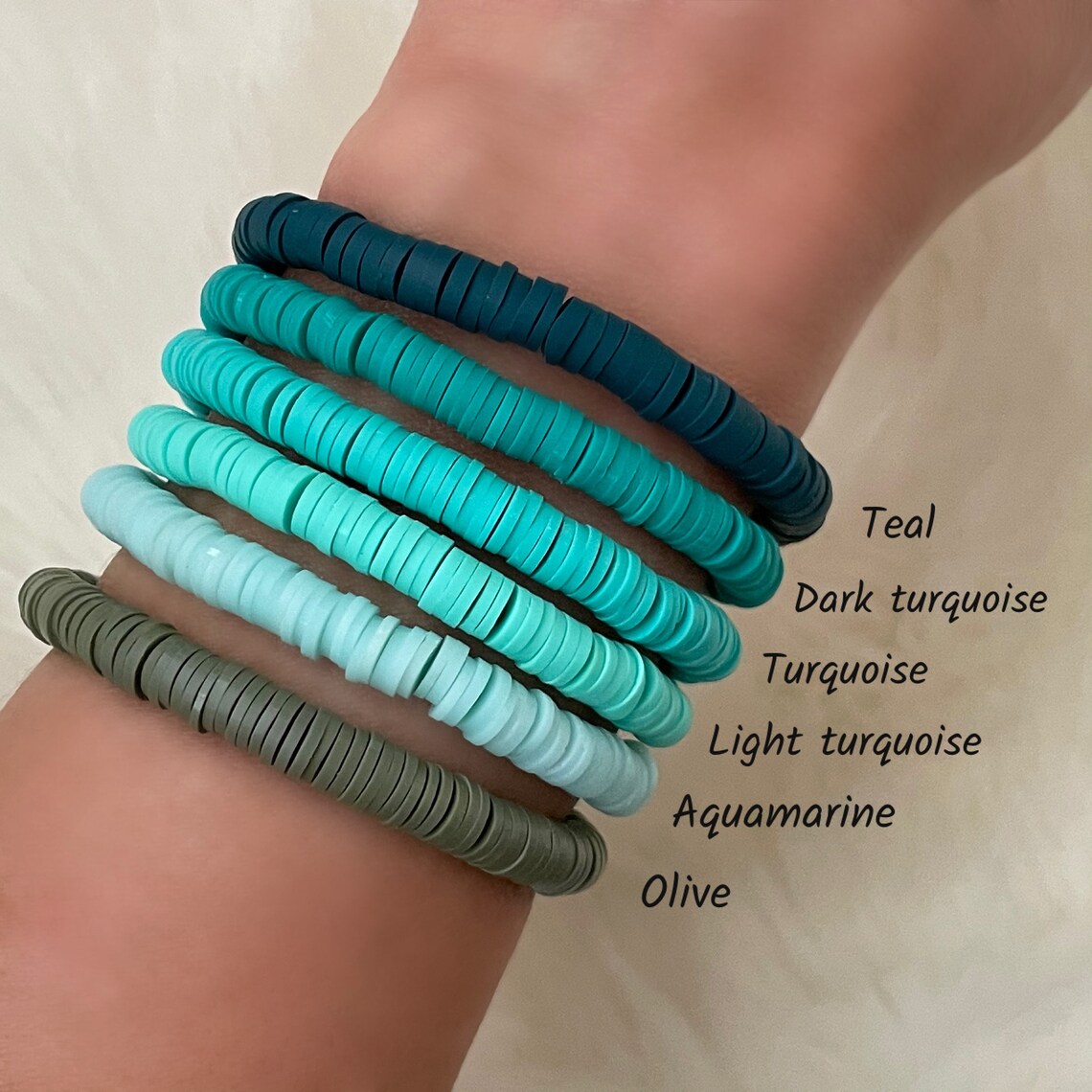 Personalized Name Bracelets Custom Word Bracelet Heishi Etsy