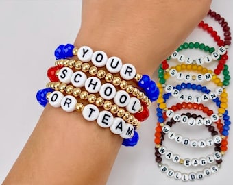 Personalized Crystal Bead Sports Bracelets - Graduation Gift for College Game Day - Teacher Coach Gifts