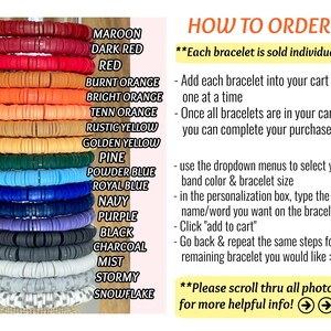 Puede incluir: Una variedad de pulseras coloridas en tonos granate, rojo, naranja, amarillo, verde, azul, morado, negro, gris y blanco. La imagen tambi&eacute;n incluye texto con instrucciones para pedir las pulseras.