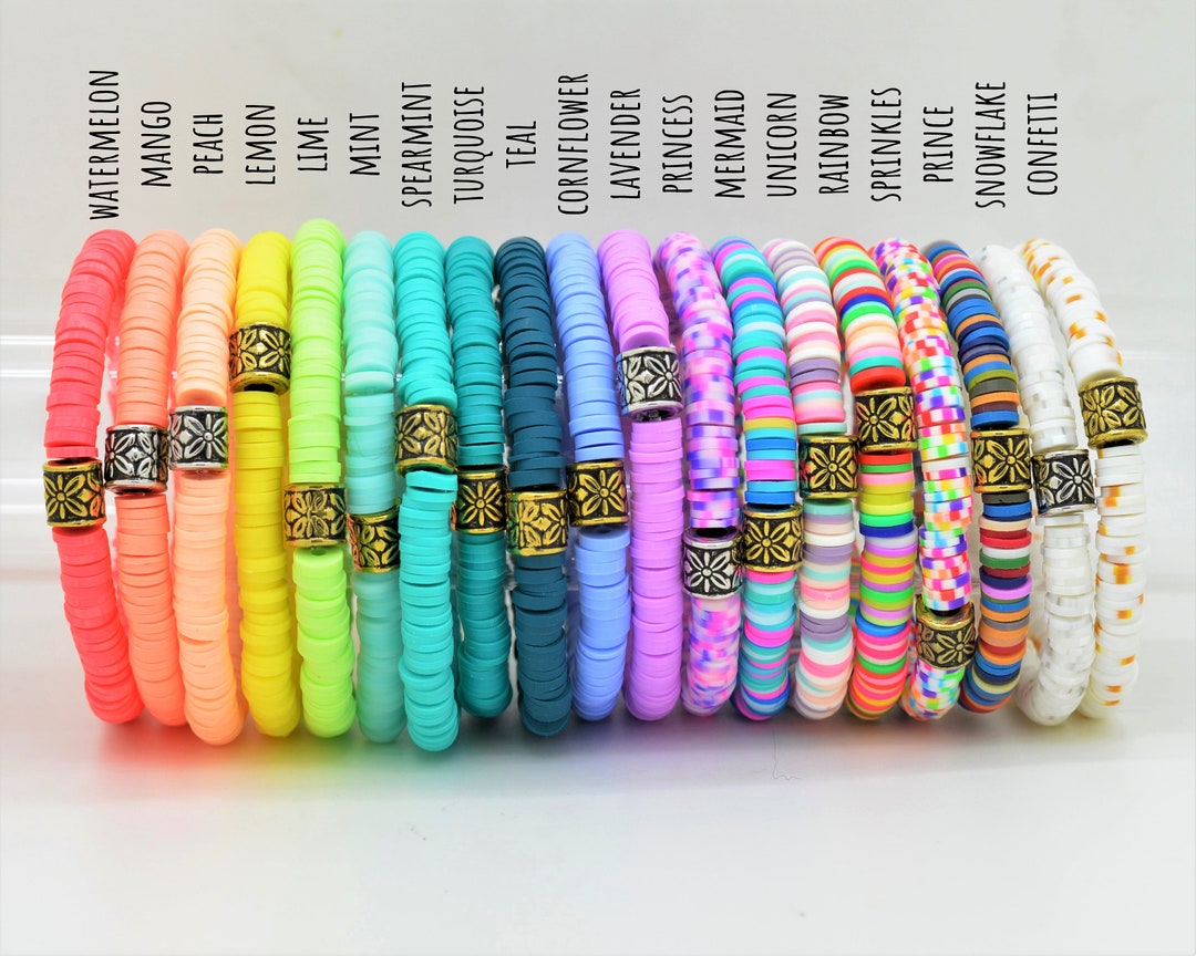 Colorful Heishi Bead Bracelets Polymer Clay Bead Bracelets for Kids
