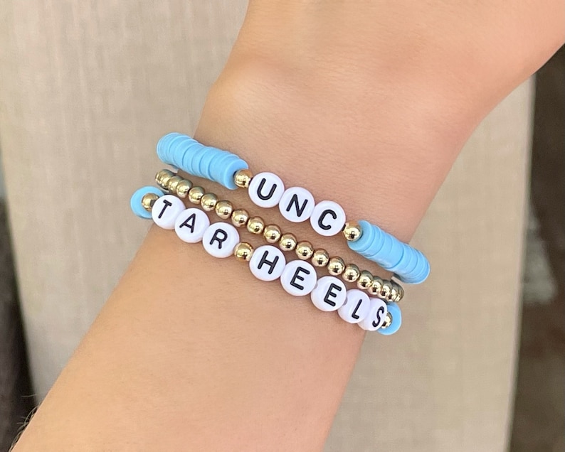 UNC Bracelets, University of North Carolina Tarheel Gifts, UNC Jewelry, UNC Graduation Gifts for Women image 1