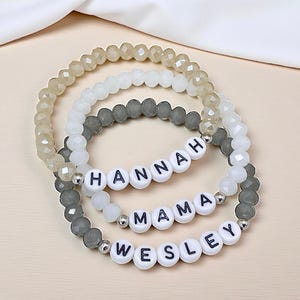 Crystal Beaded Custom Name Bracelet - Personalized Mama Bracelet Stack