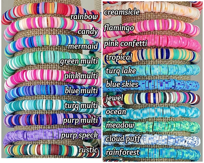 Personalized Name Bracelets - Custom Word Bracelet - Heishi Bead Name Bracelet Stack - Women's Beaded Mama Bracelet image 5