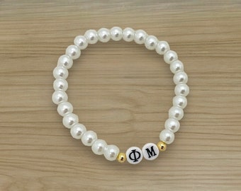 Phi Mu Sorority Bracelet, Custom Sorority Sister Big Little Gifts, Personalized Greek Letter Jewelry