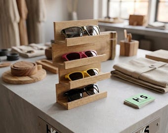 Porte-lunettes en bois sans perçage - autoportant - porte-lunettes de soleil - organiseur de lunettes - rangement pour lunettes - cadeau pour les porteurs de lunettes