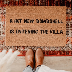 A Hot New Bombshell Is Entering The Villa Doormat, Funny Welcome Mat, Housewarming Gift, New Home Gift, Home Decor