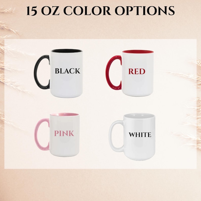 Puede incluir: Cuatro tazas de cer&aacute;mica de 444 ml dispuestas en cuadr&iacute;cula. La taza superior izquierda es blanca con asa e interior negros, etiquetada BLACK. La superior derecha es blanca con asa e interior rojos, etiquetada RED. La inferior izquierda es blanca con asa e interior rosas, etiquetada PINK. La inferior derecha es totalmente blanca, etiquetada WHITE.