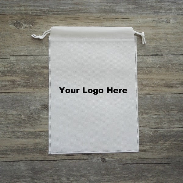 Custom Printed Bags White Nonwoven Drawstring Gift Bags Reusable Grocery Bags