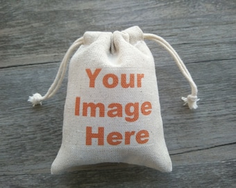 Personalized Gift Bags | Custom Printed Jewelry Pouches | Drawstring Cotton Linen Bags