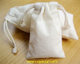 20 Plain Muslin Bags 4" x 6" Drawstring Party Favor Pouches Jewelry Gift Shipping Package Stamping