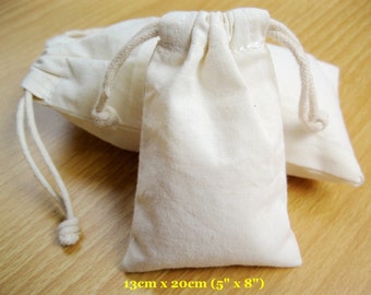 50 pcs 5"x8" Sacs en tissu Calico Pouches Plain Muslin Sacs de mariage Favor Bags