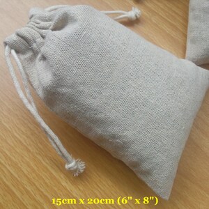 50 pcs 6x8 Large Gift Bags Plain Natural Cotton Linen Bags Draw String Bags Reusable Grocery Bags image 1