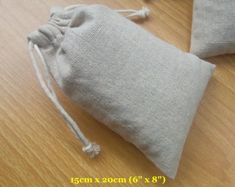 50 pcs 6”x8” Large Gift Bags Plain Natural Cotton Linen Bags Draw String Bags Reusable Grocery Bags