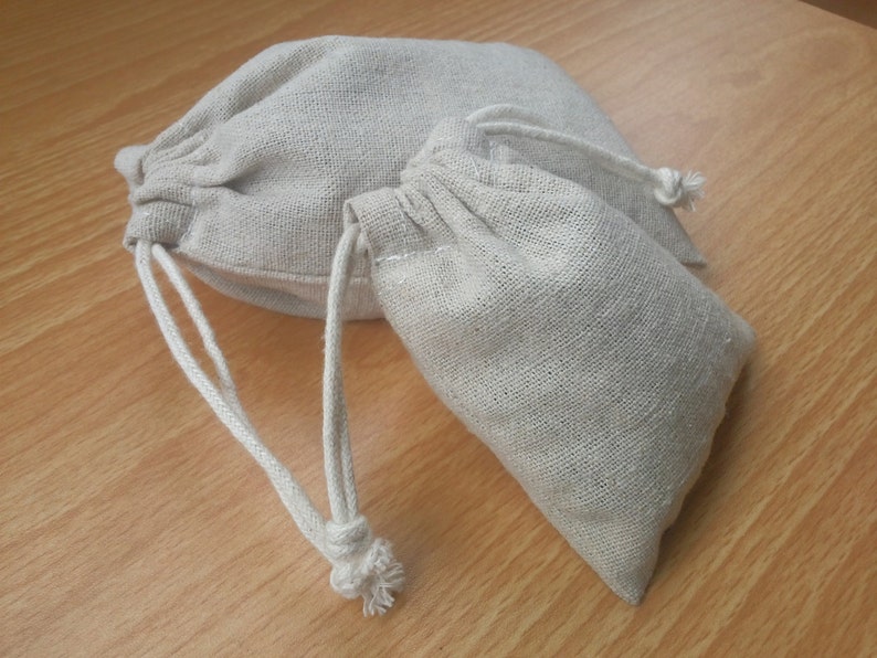 50 pcs 6x8 Large Gift Bags Plain Natural Cotton Linen Bags Draw String Bags Reusable Grocery Bags image 2