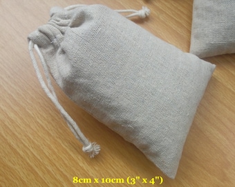 50 pcs 3”x4” Plain Cotton Linen Bags Drawstring Pouches Jewelry Packaging Small Gift Bags