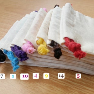 Custom Jewelry Packaging Cotton Muslin Bags with Black Red Blue Pink Drawstring Calico Pouches image 2