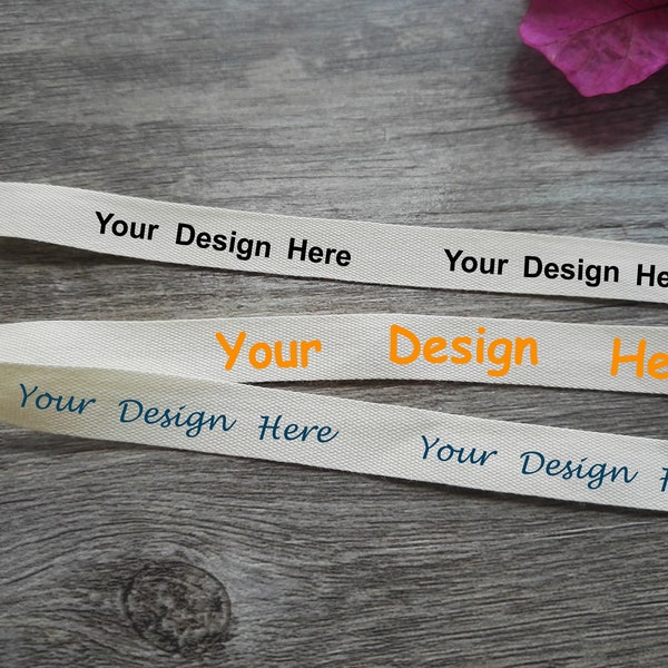 Custom Printed Cotton Ribbon | Personalized Cotton Tape | Custom Fabric Tags, 100 Yards