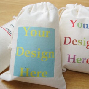 Custom Jewelry Packaging Cotton Muslin Bags with Black Red Blue Pink Drawstring Calico Pouches image 4