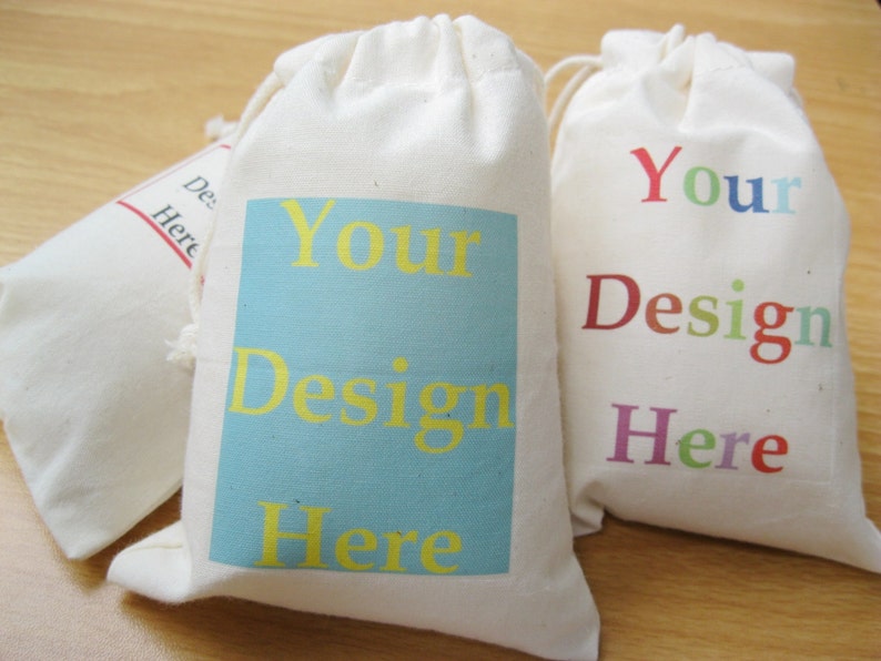 Custom Jewelry Packaging Cotton Muslin Bags with Black Red Blue Pink Drawstring Calico Pouches image 4