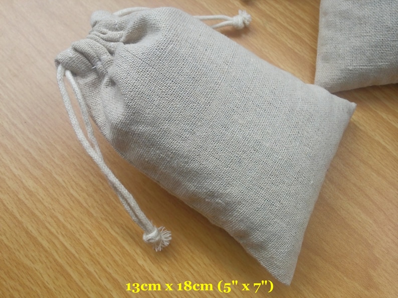 50 pcs 5x7 Wedding Gift Bags Plain Cotton Linen Bags Drawstring Bags Soap Bags Fabric Bags image 1