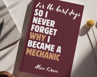 Cuaderno de mecánica, regalo para estudiantes de automoción, cuaderno para escuelas de formación profesional, regalo para técnicos de automoción, recuerdo personalizado de la carrera de mecánico.