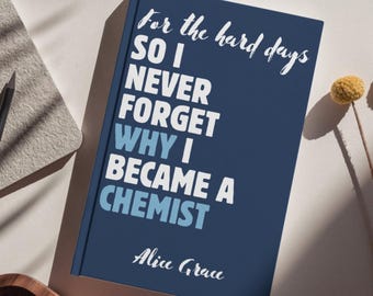 Cuaderno de química, regalo para estudiantes de química, cuaderno para graduados en ciencias, diario de investigación de laboratorio, recuerdo personalizado de la carrera de química