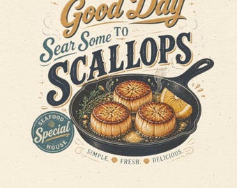 Its a Good Day to Sear Some Scallops Shirt, Funny Cooking T-Shirt, Retro Kitchen Tee, Home Cook Gift, Foodie Shirt, Chef Gift