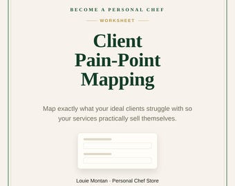 Client Pain-Point Mapping Worksheet | Personal Chef Marketing Tool | Services That Sell Themselves | Printable PDF Download