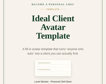 Ideal Client Avatar Template | Personal Chef Marketing Worksheet | Find a Client You Can Actually Reach | Instant Download