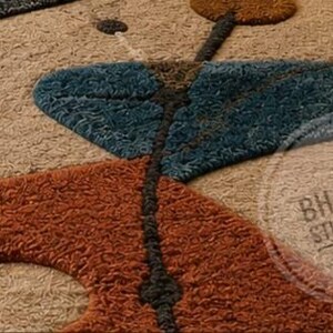 Hand-Tufted Wool Mid Century Modern Rug, Atomic Abstract Geometric Living Room Carpet image 2