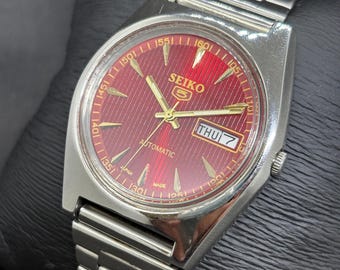montre-bracelet japonaise Seiko 5 automatique jour/date pour homme vintage remise à neuf