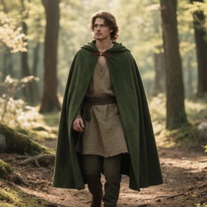 Medieval Hooded Cloak – Renaissance Fantasy Cape – Wizard Gothic Cosplay Hooded Cape – Viking LARP Costume Cloak
