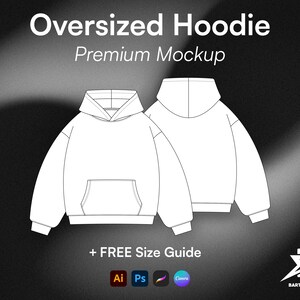 Oversized Hoodie Vector Mockup Streetwear Clothing Template Tech Pack Illustrator Procreate PNG PDF