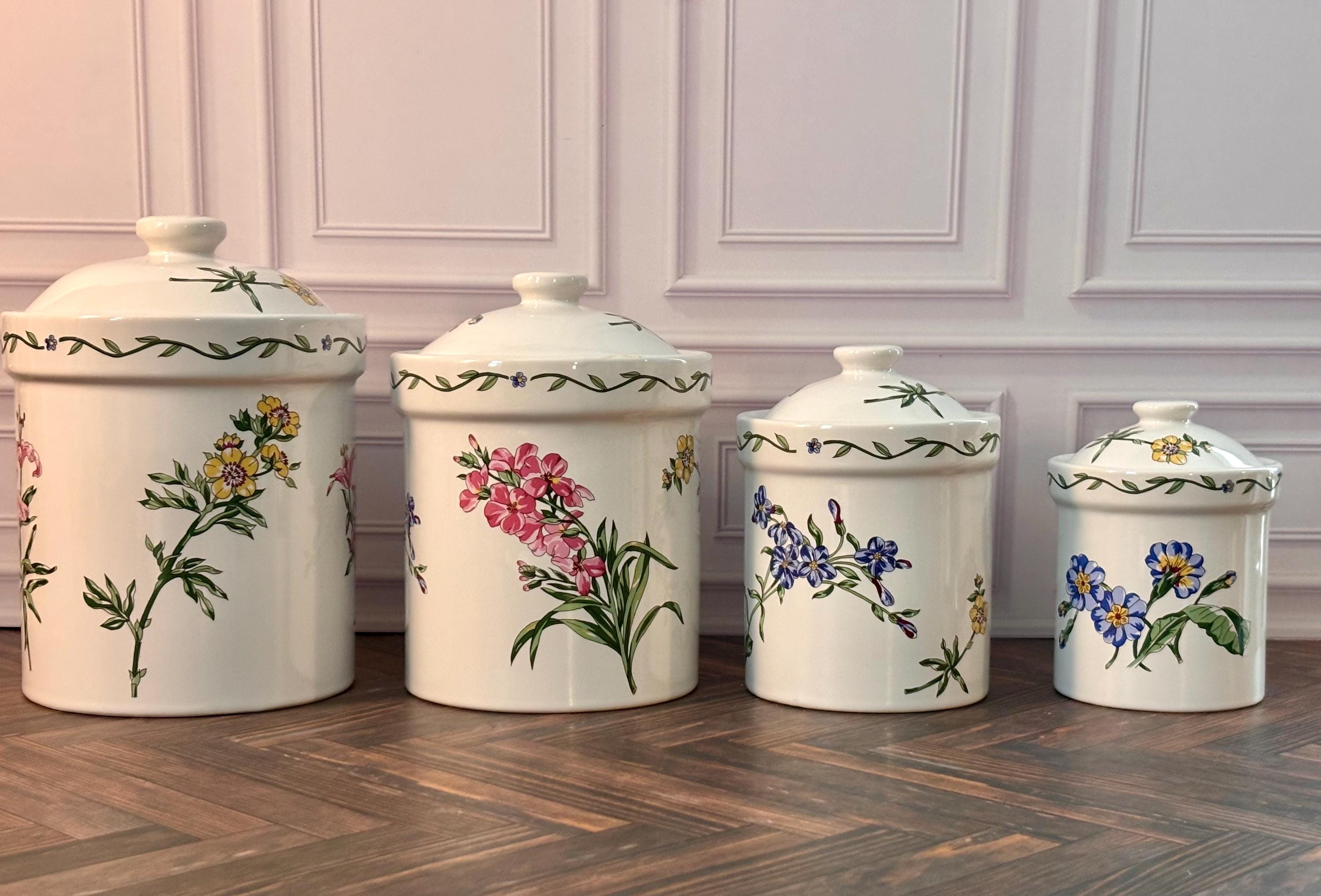 Vintage Flower Canister Sets - Etsy