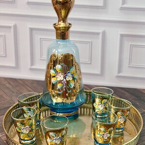 Murano Glass Decanter Blue Gold - Etsy