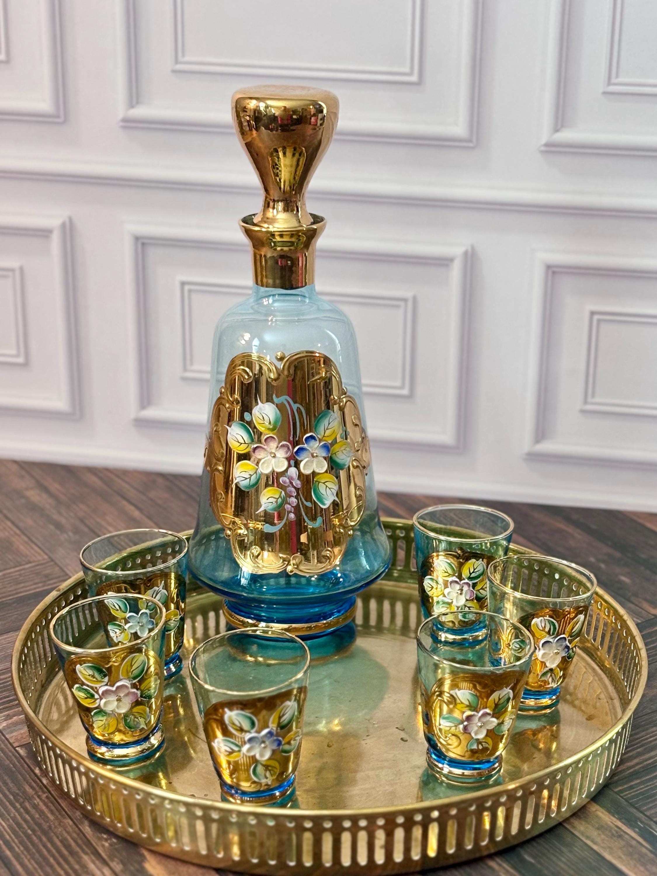 Hand Painted Antique Vintage Glass Decanter - Etsy