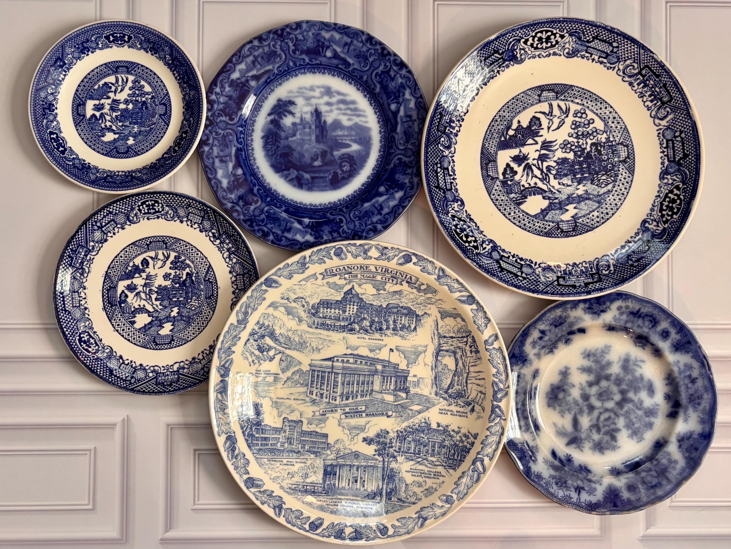 アンティークブルーフラワープレート Blue Antique Plate - Etsy