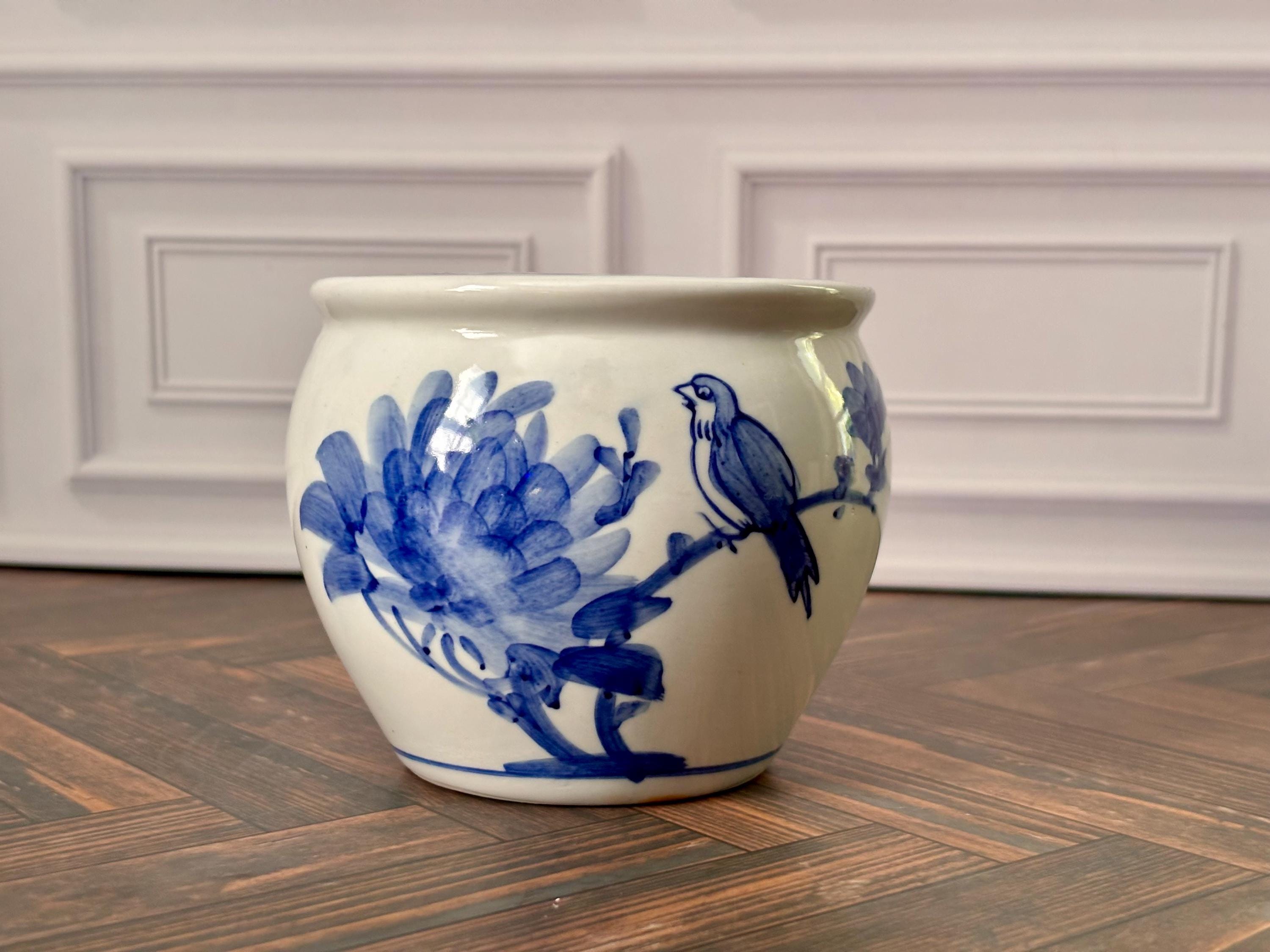 Blue White Planter Vintage - Etsy