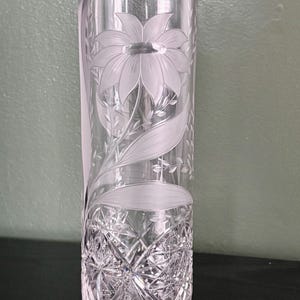 Vintage Hand-Cut Crystal Vase | 12” Floral Wheel Engraved Heavy Lead Crystal Decor