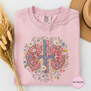 Nephrology Floral Anatomical Kidneys Tshirt, Cute Dialysis Nurse Gift, Anatomical Kidney Tee, Floral Kidney Shirt, Renal Nurse Gift