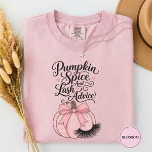 Pumpkin Spice and Lash Advice Tee, Lash Artist Fall Shirt, Cute Beauty Pro Autumn Tee, Gift for Lash Tech, Comfort Colors Fall Tee
